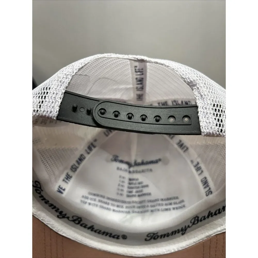 NWT Tommy Bahama Tip Your Cap Snapback Hat Salmon/ White Mesh Cocktail Recipe‎